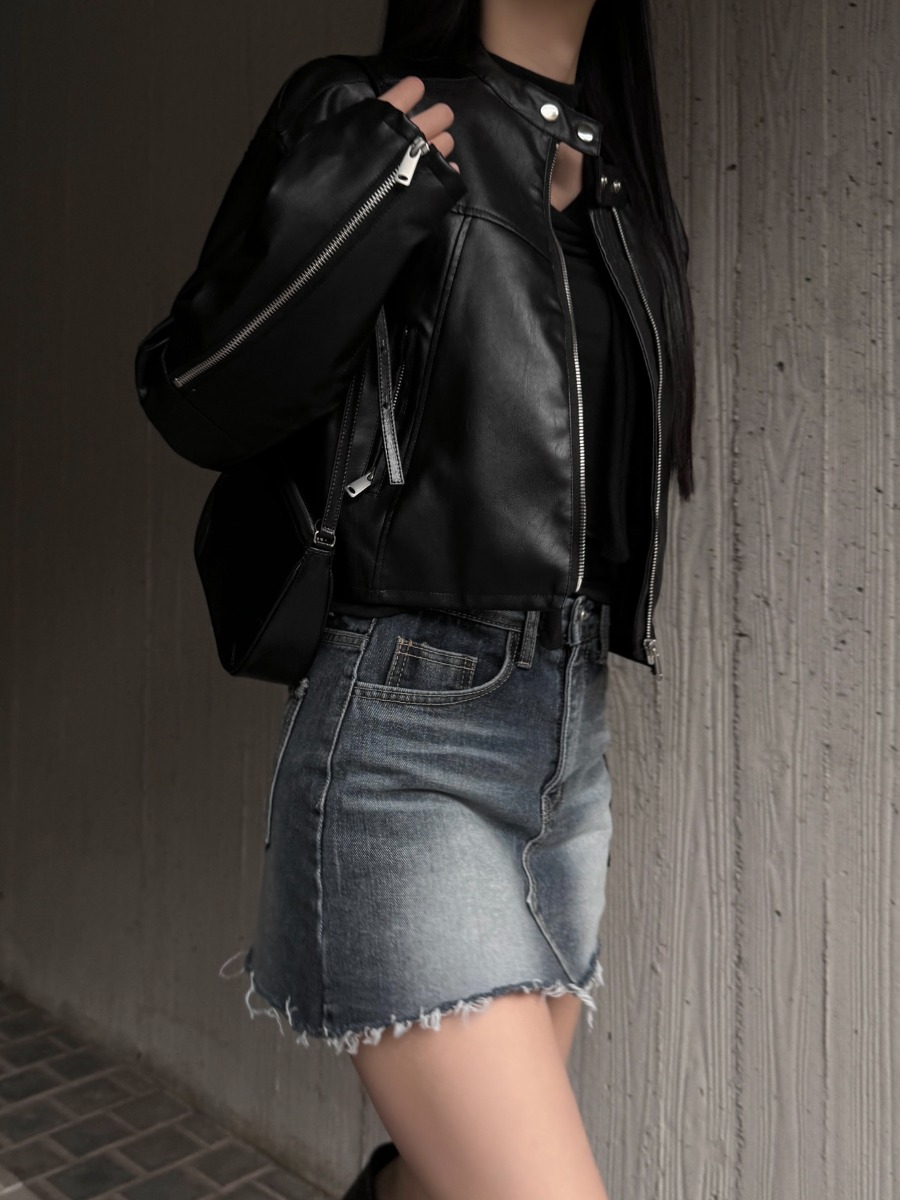 High Leather Jacket (black)