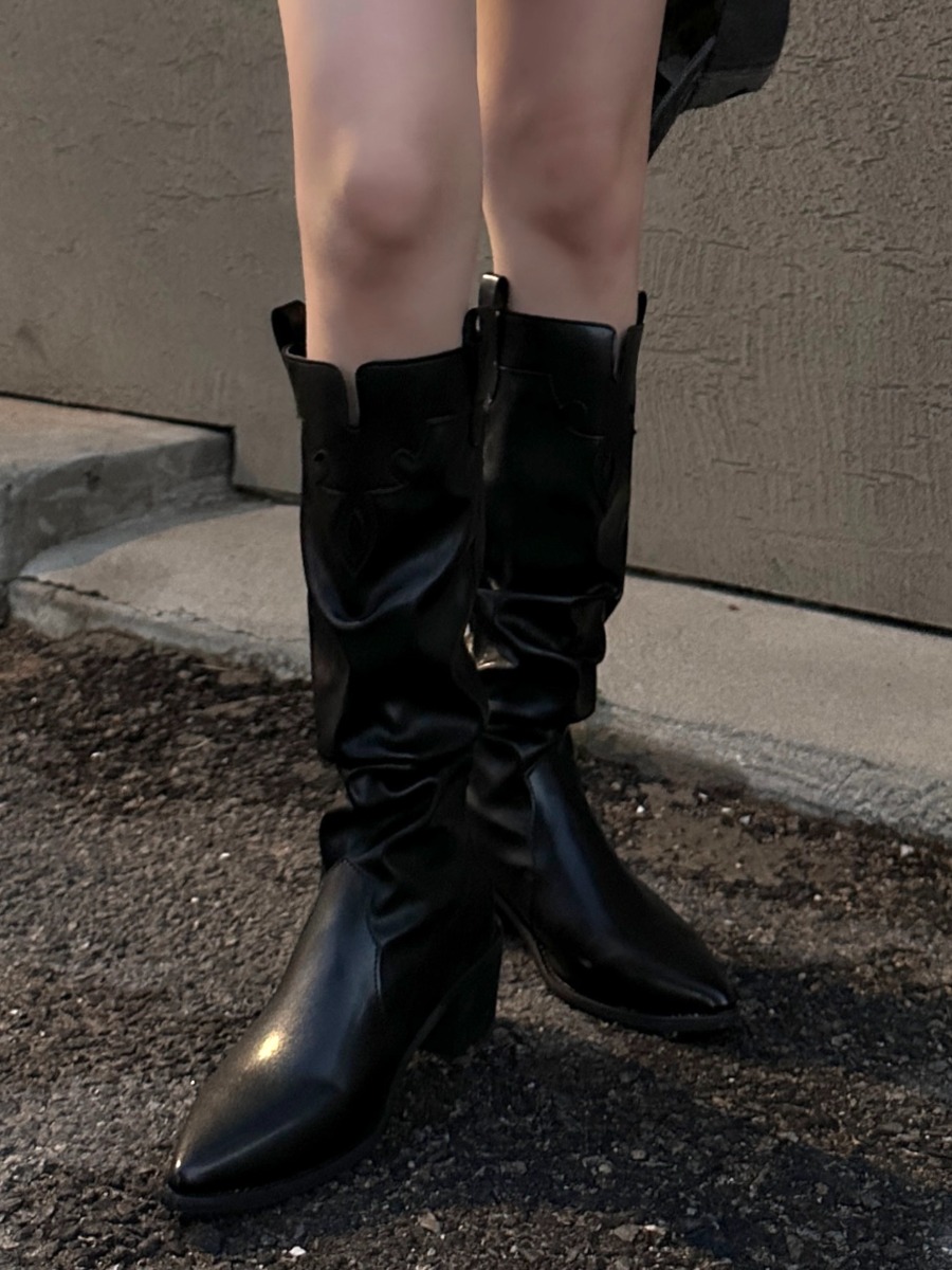 Shirring Western Boots (black)